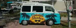summer themed decals on a mini van