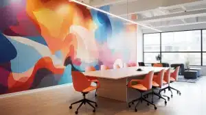 decorative vinyl wall graphics installed on an office wall