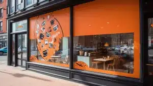 vinyl graphics on the restaurant window glass